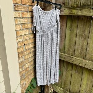Maeve by Anthropologie One Shoulder Gray Wide Leg Jumpsuit
